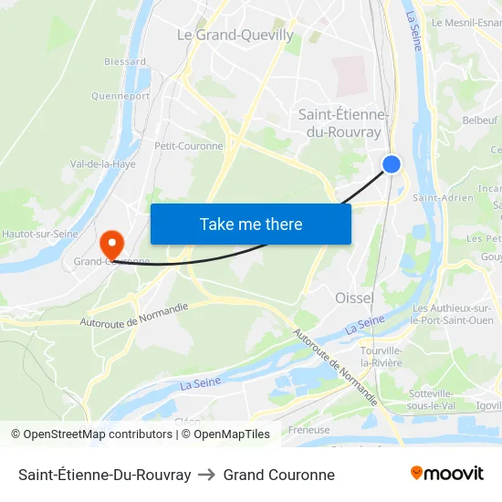 Saint-Étienne-Du-Rouvray to Grand Couronne map