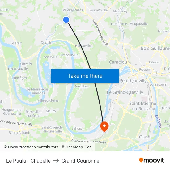 Le Paulu - Chapelle to Grand Couronne map