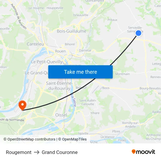 Rougemont to Grand Couronne map