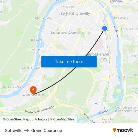 Sotteville to Grand Couronne map
