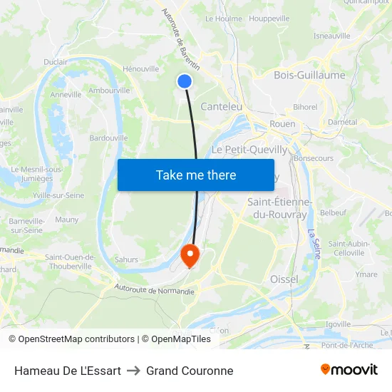 Hameau De L'Essart to Grand Couronne map