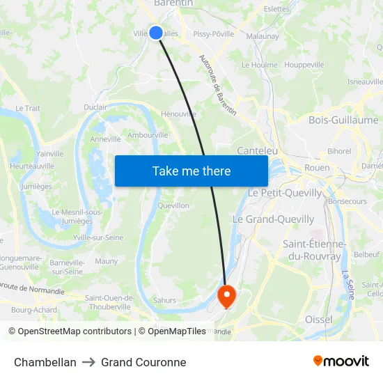 Chambellan to Grand Couronne map