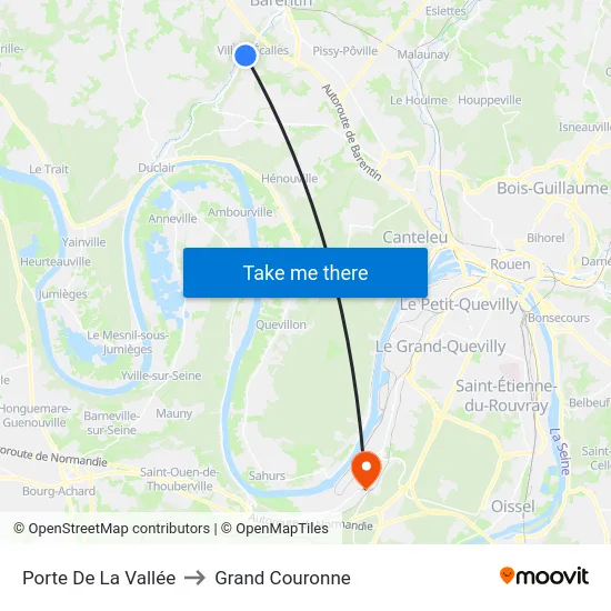 Porte De La Vallée to Grand Couronne map