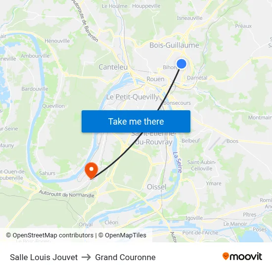Salle Louis Jouvet to Grand Couronne map