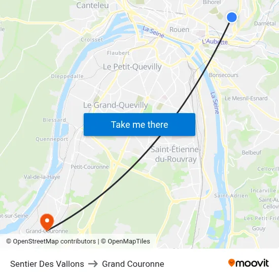 Sentier Des Vallons to Grand Couronne map