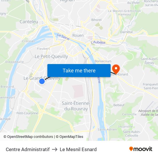 Centre Administratif to Le Mesnil Esnard map