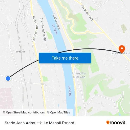 Stade Jean Adret to Le Mesnil Esnard map