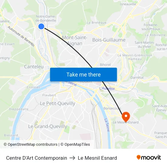 Centre D'Art Contemporain to Le Mesnil Esnard map