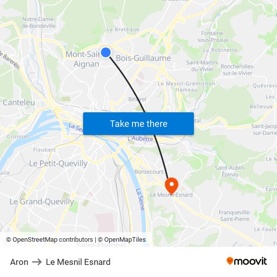 Aron to Le Mesnil Esnard map