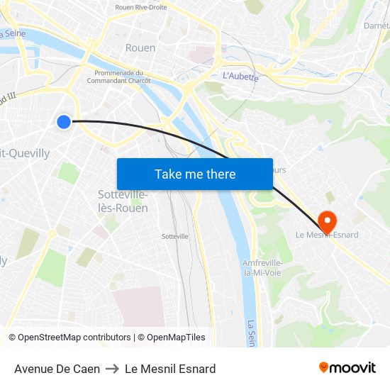 Avenue De Caen to Le Mesnil Esnard map