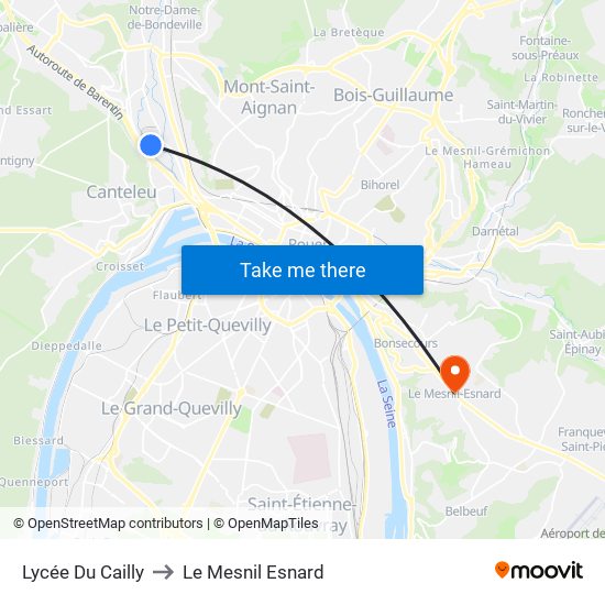 Lycée Du Cailly to Le Mesnil Esnard map