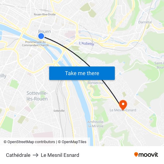 Cathédrale to Le Mesnil Esnard map