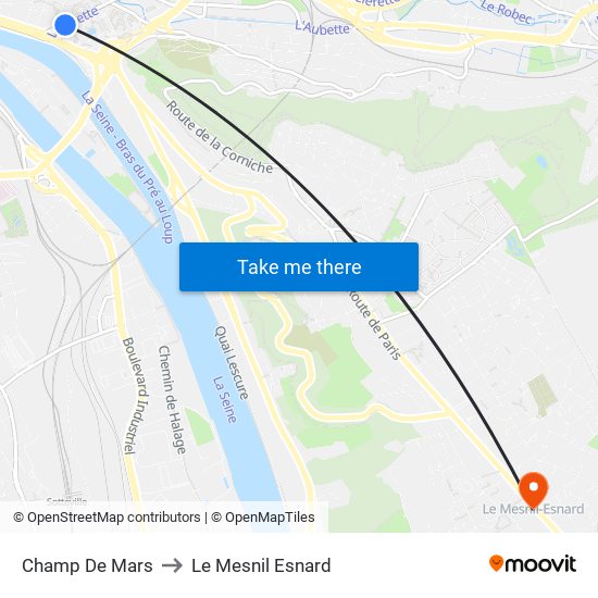 Champ De Mars to Le Mesnil Esnard map