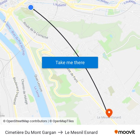 Cimetière Du Mont Gargan to Le Mesnil Esnard map