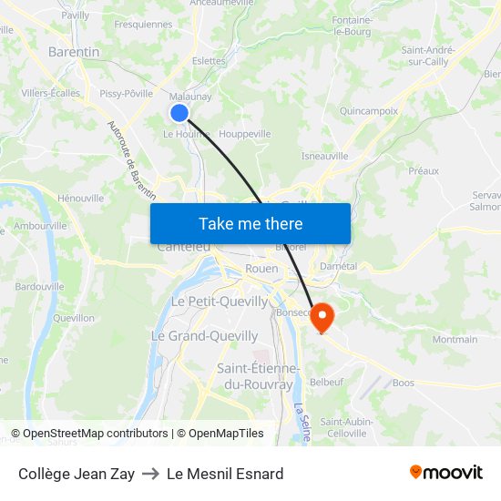Collège Jean Zay to Le Mesnil Esnard map