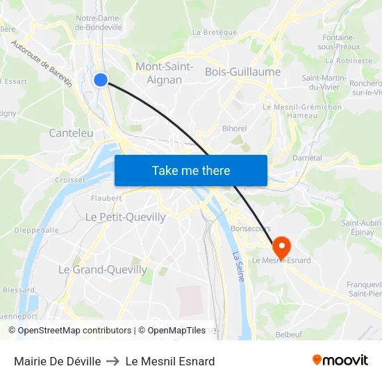 Mairie De Déville to Le Mesnil Esnard map