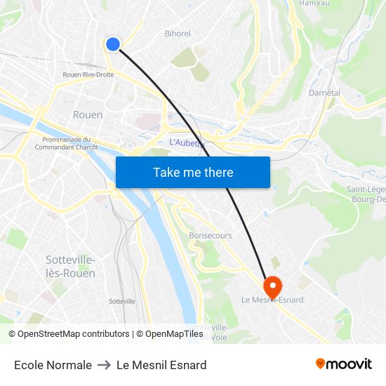 Ecole Normale to Le Mesnil Esnard map