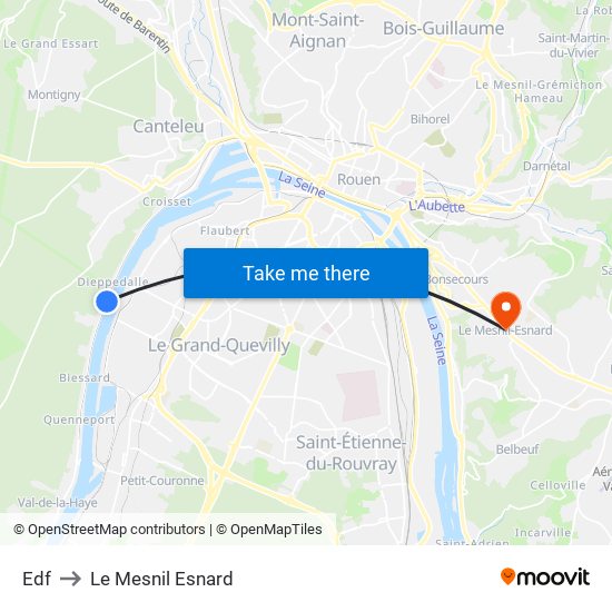Edf to Le Mesnil Esnard map