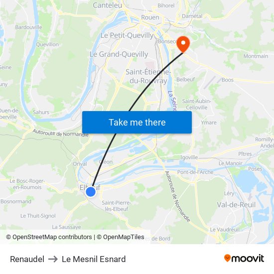 Renaudel to Le Mesnil Esnard map