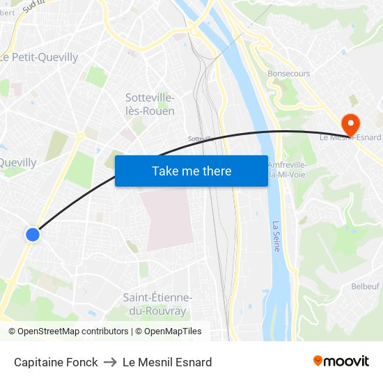 Capitaine Fonck to Le Mesnil Esnard map