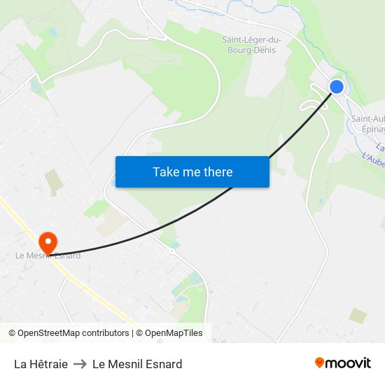 La Hêtraie to Le Mesnil Esnard map