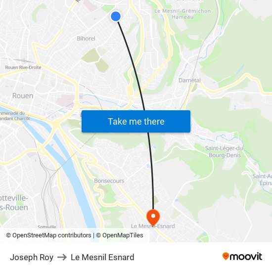 Joseph Roy to Le Mesnil Esnard map