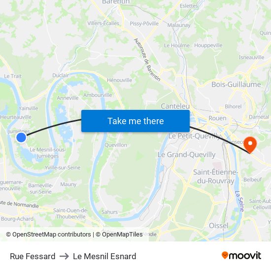 Rue Fessard to Le Mesnil Esnard map