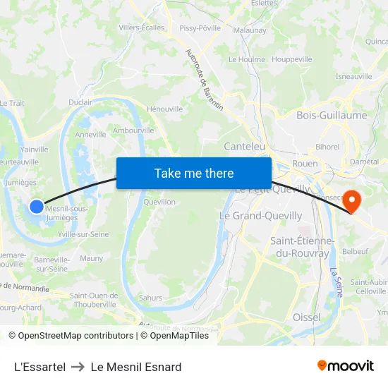 L'Essartel to Le Mesnil Esnard map