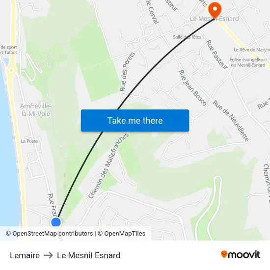 Lemaire to Le Mesnil Esnard map