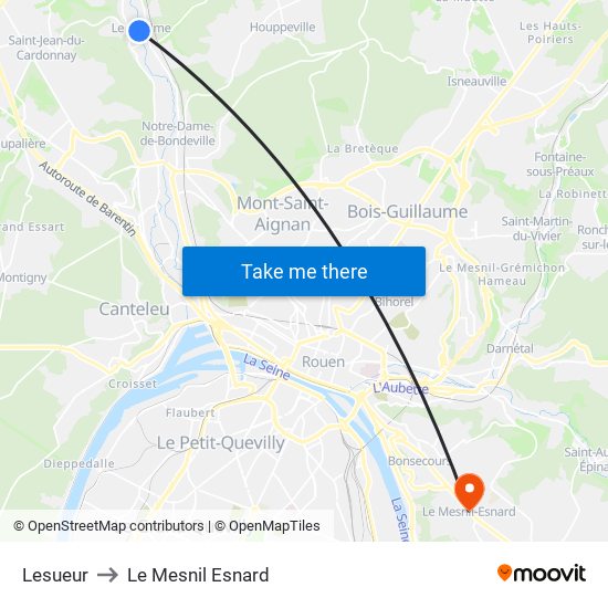 Lesueur to Le Mesnil Esnard map