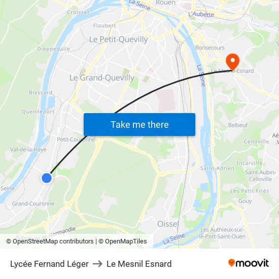 Lycée Fernand Léger to Le Mesnil Esnard map