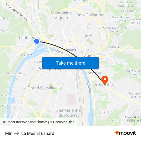 Min to Le Mesnil Esnard map