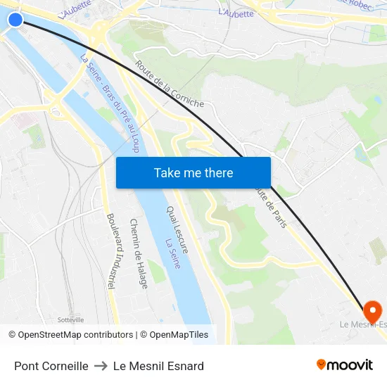Pont Corneille to Le Mesnil Esnard map