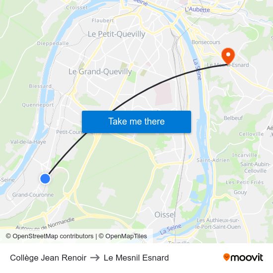 Collège Jean Renoir to Le Mesnil Esnard map