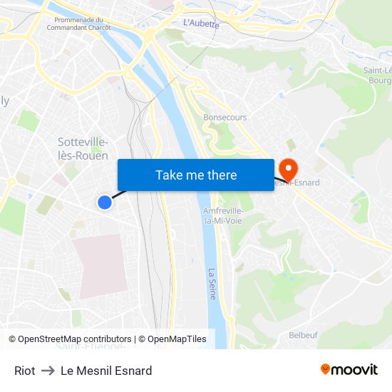 Riot to Le Mesnil Esnard map
