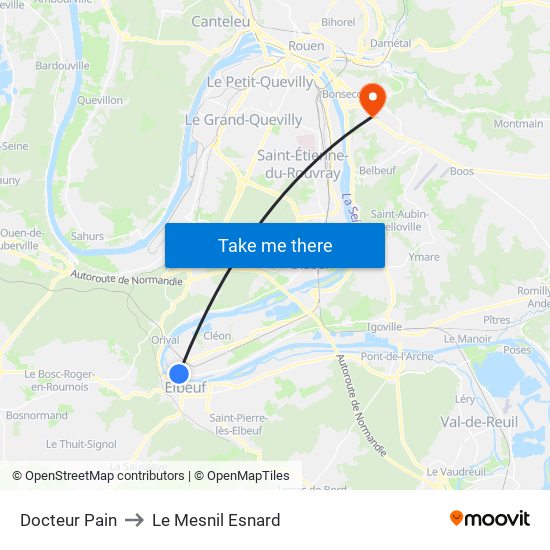 Docteur Pain to Le Mesnil Esnard map