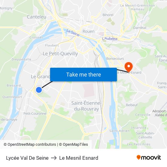 Lycée Val De Seine to Le Mesnil Esnard map