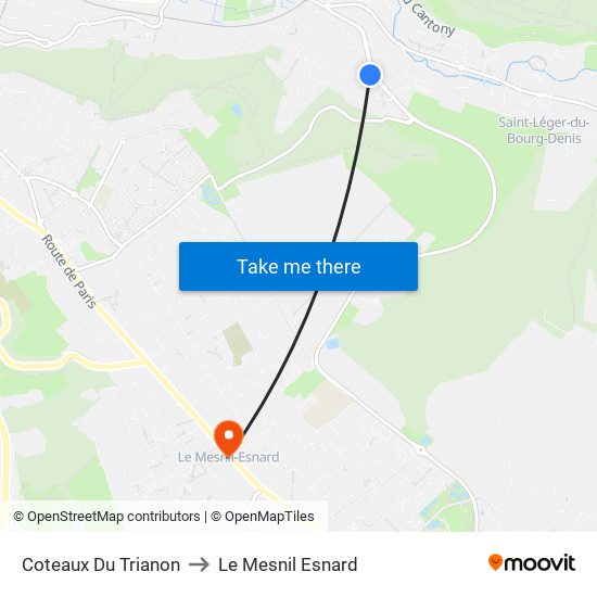 Coteaux Du Trianon to Le Mesnil Esnard map