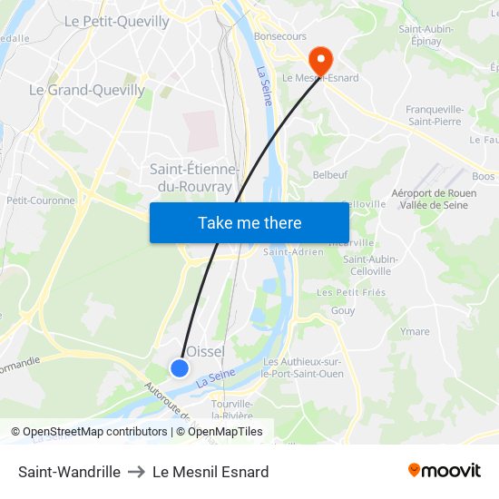 Saint-Wandrille to Le Mesnil Esnard map