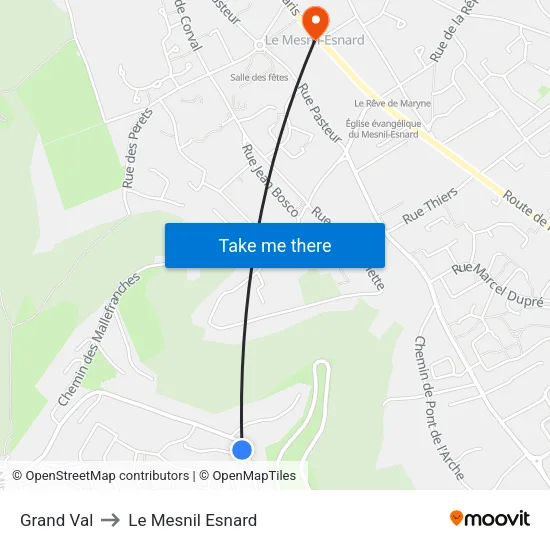 Grand Val to Le Mesnil Esnard map