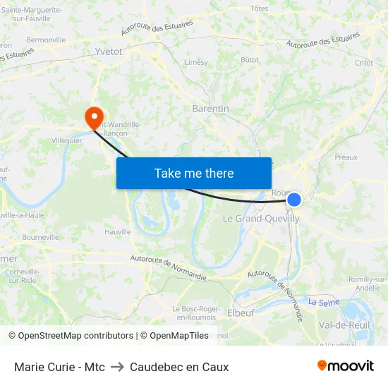 Marie Curie - Mtc to Caudebec en Caux map