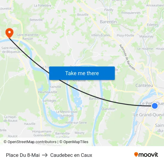 Place Du 8-Mai to Caudebec en Caux map