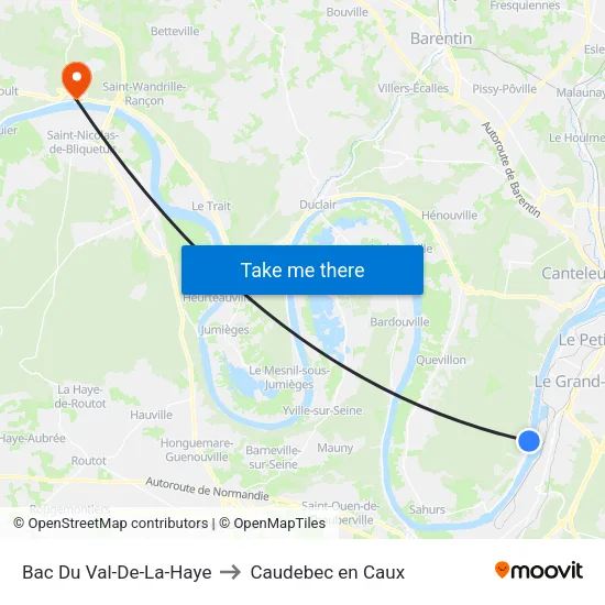 Bac Du Val-De-La-Haye to Caudebec en Caux map
