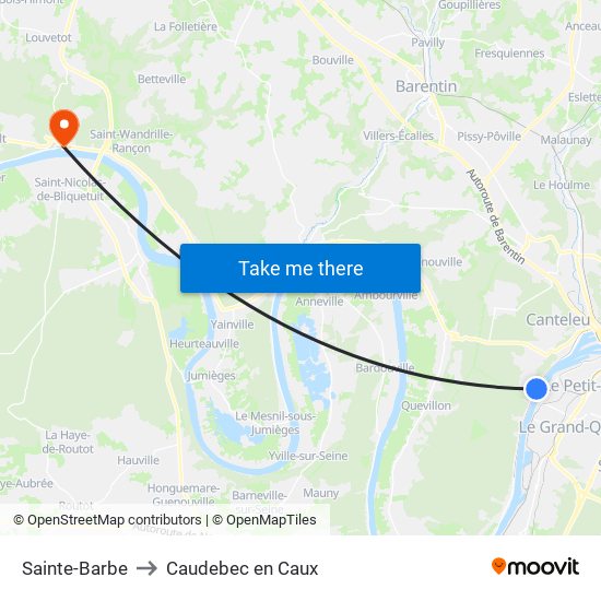 Sainte-Barbe to Caudebec en Caux map