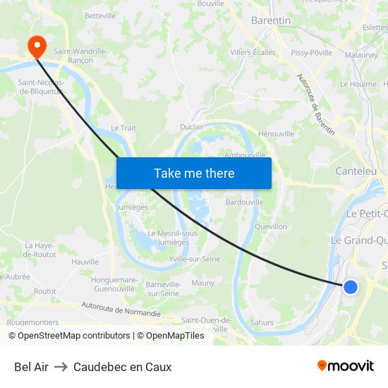 Bel Air to Caudebec en Caux map