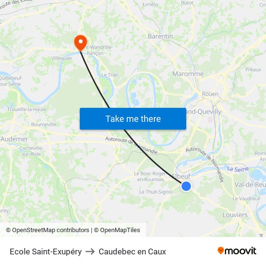 Ecole Saint-Exupéry to Caudebec en Caux map