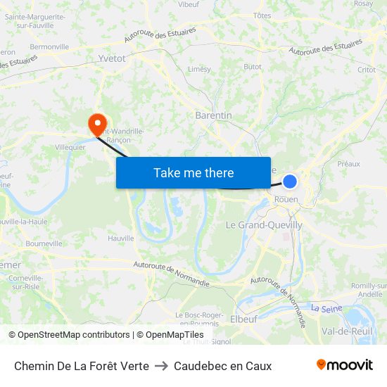 Chemin De La Forêt Verte to Caudebec en Caux map