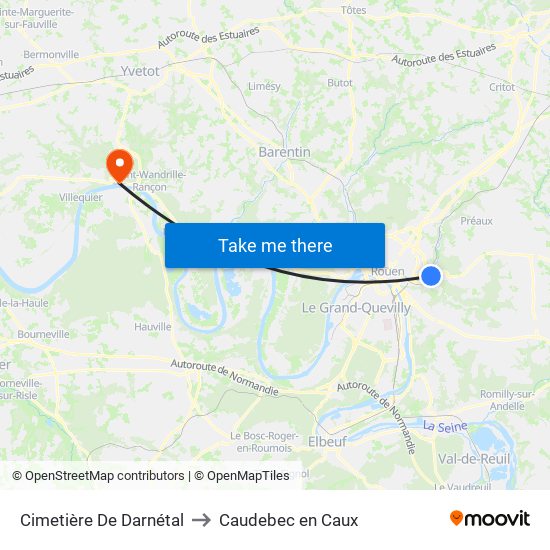 Cimetière De Darnétal to Caudebec en Caux map