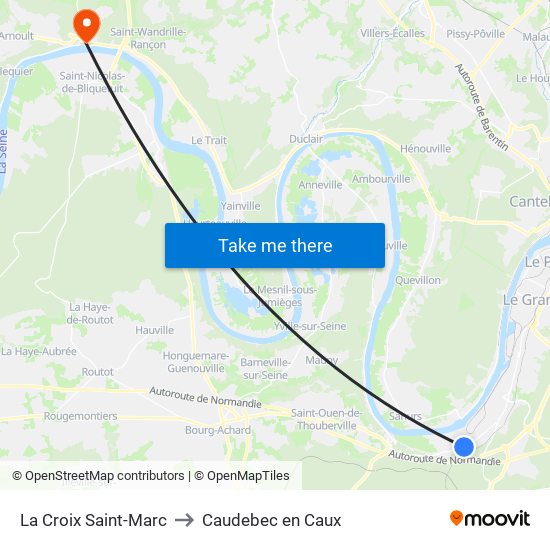 La Croix Saint-Marc to Caudebec en Caux map