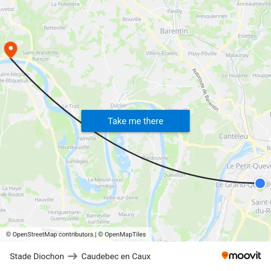 Stade Diochon to Caudebec en Caux map